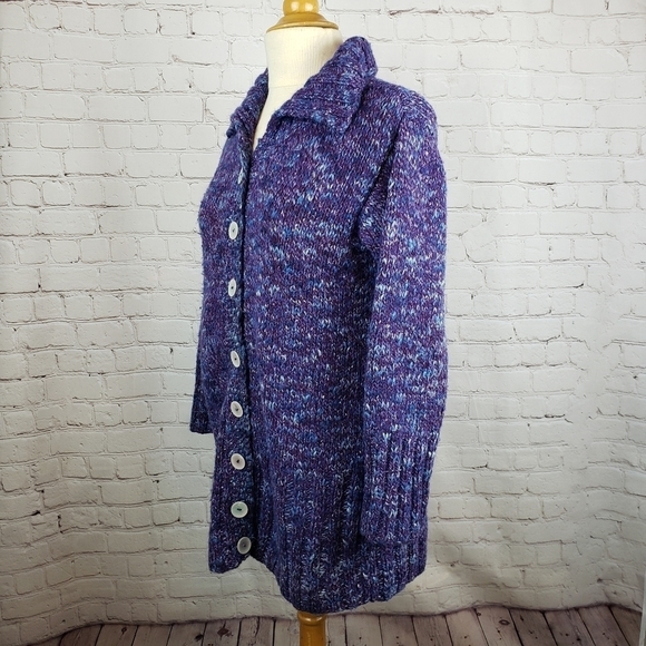 Handmade Grandpa Sweater Cardigan Chunky OOAK Hand Knit Cottagecore Boho - Picture 4 of 11